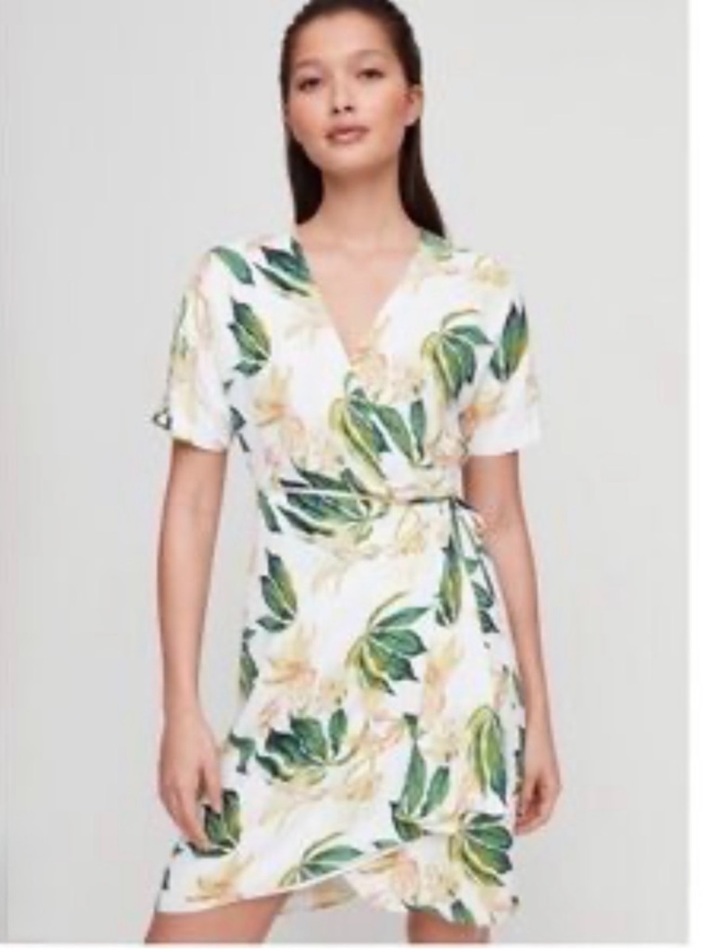 Babaton Wallace Wrap Mini Dress – XXS – Floral Botanical Print – Aritzia